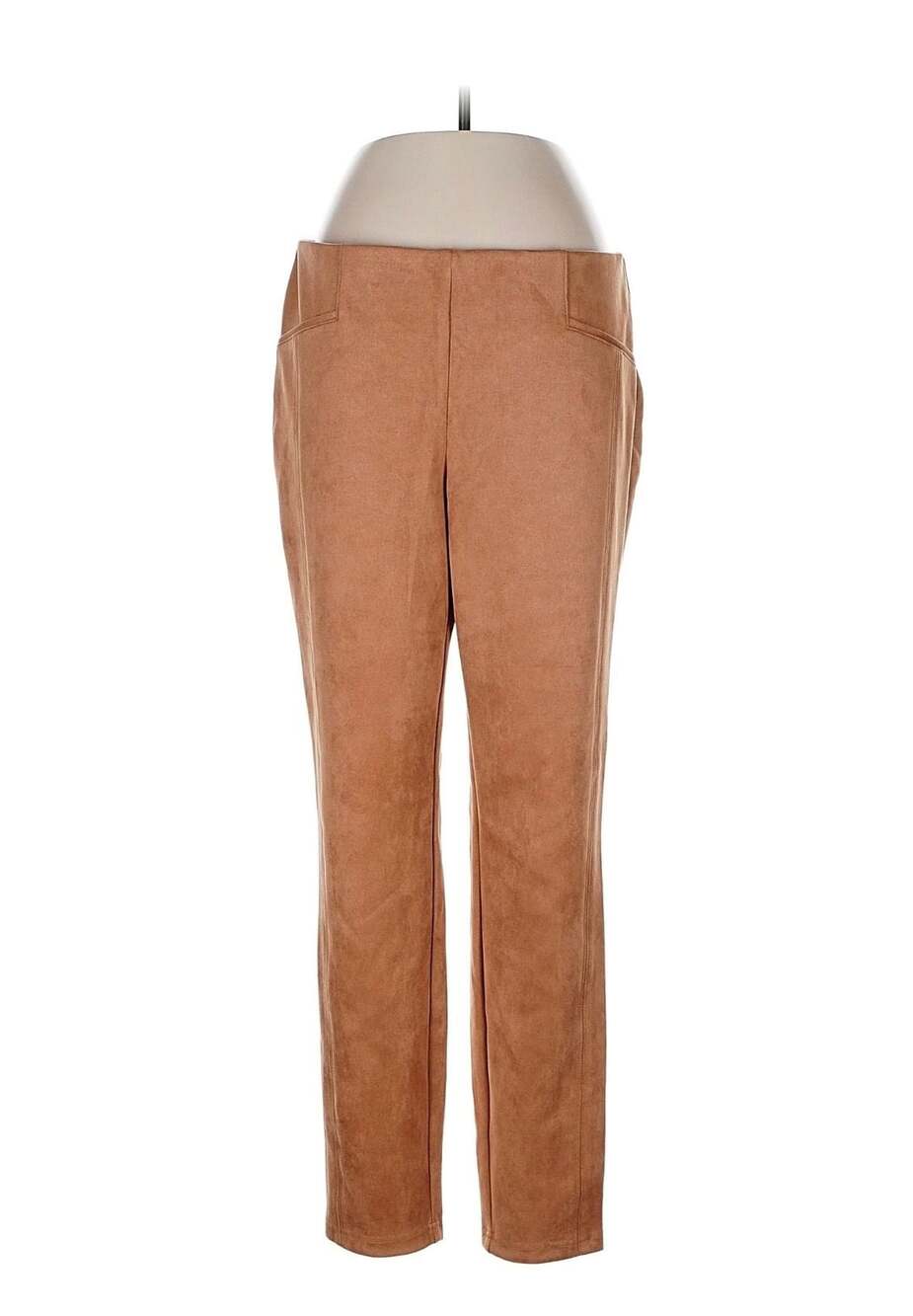 Zac & Rachel Faux Suede Pants Size L Camel Brown Pull On Leggings